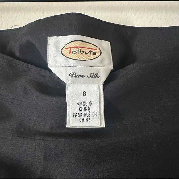 Vintage Talbots Classic Black A-Line Silk Taffeta Skirt - Picture 4 of 6